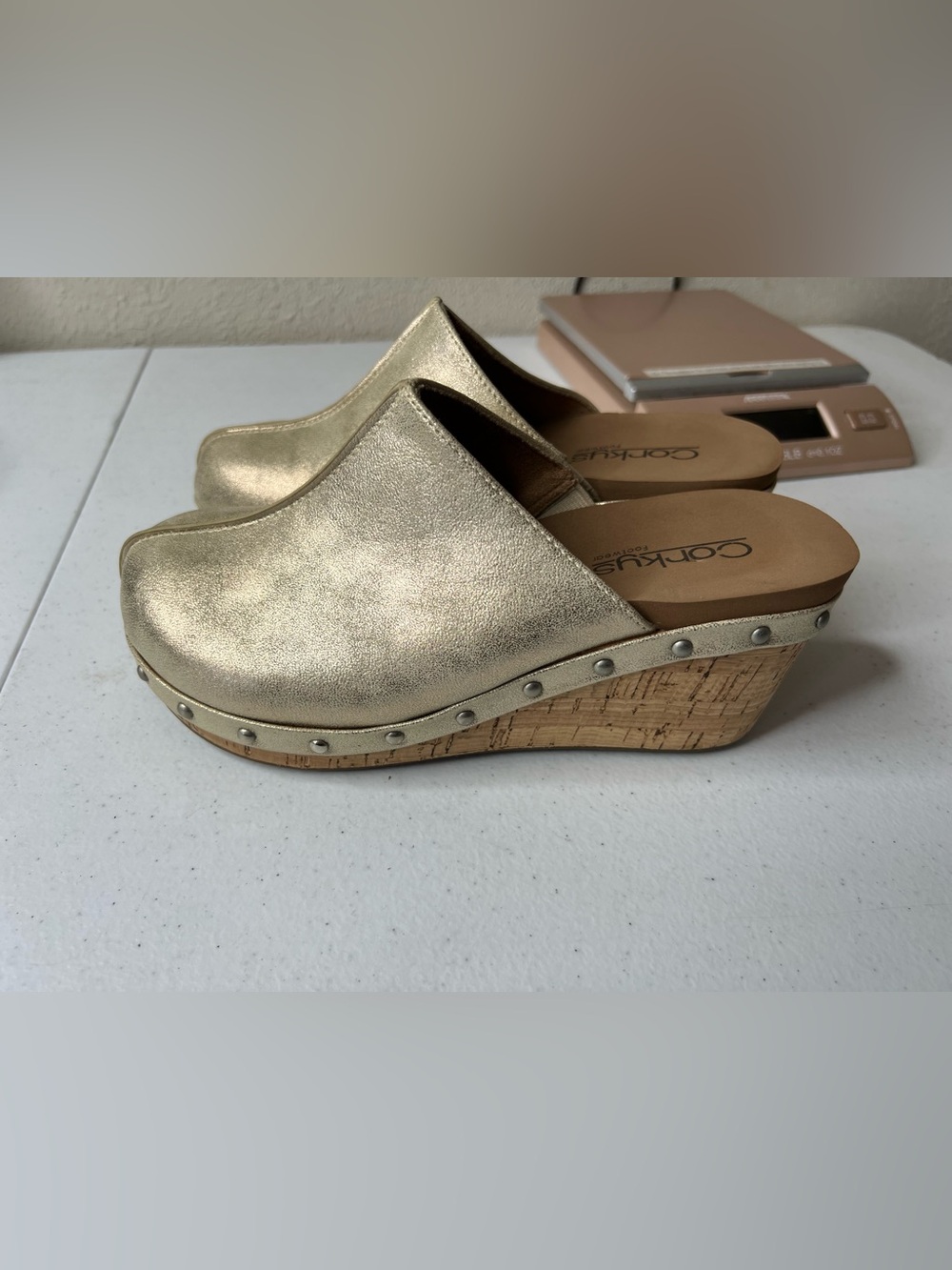 Corkys Footwear Women's Hissy Fit Metallic Bronze Clog Wedges Size 6 Comfort